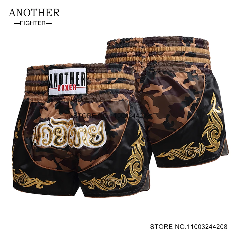 Muay Thai Shorts Man Camo Boxing Shorts Women Child Boys Girls Gym MMA Fighting Grappling Kickboxing Training Pants Camouflage