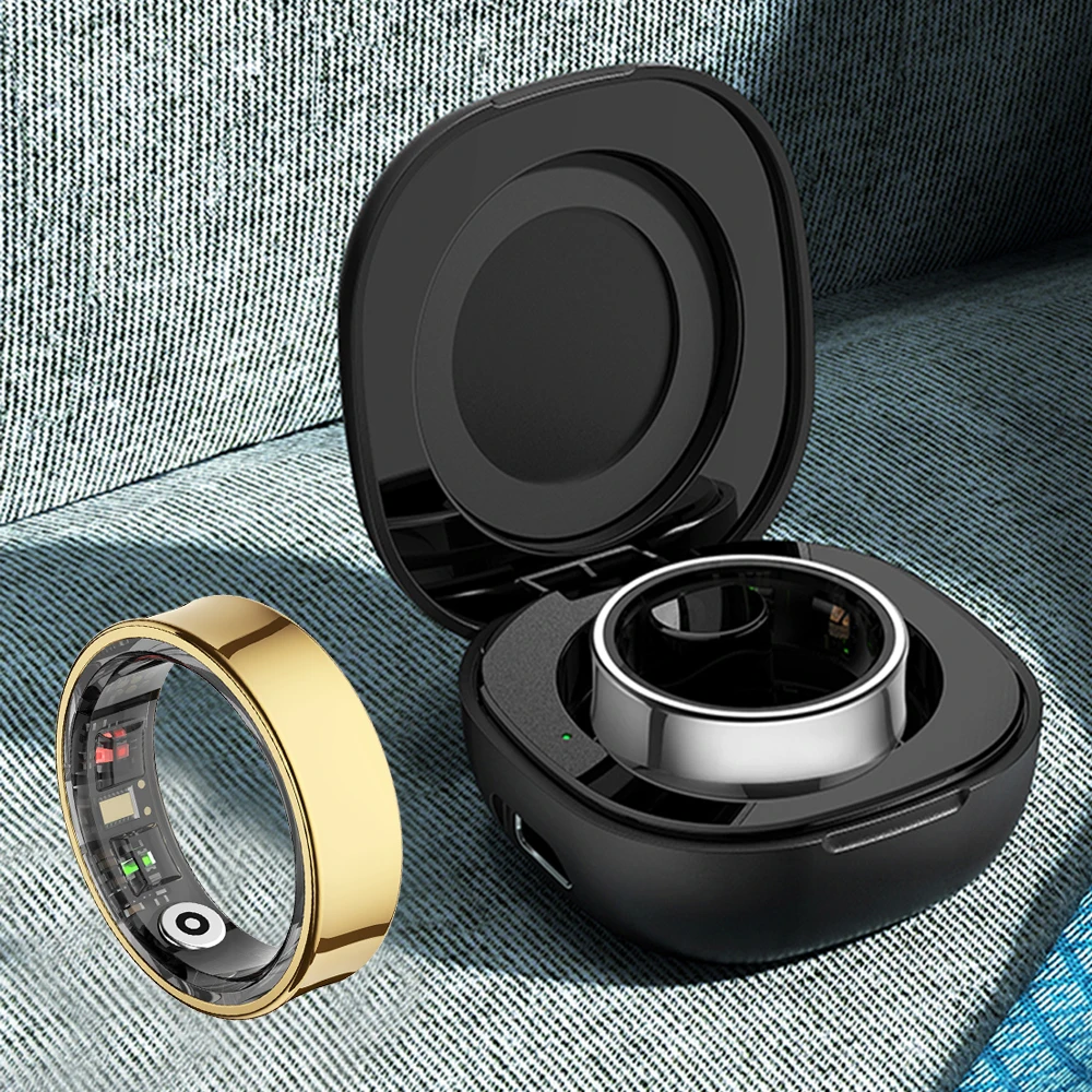 

Health Smart Ring Men Women With Charging Case, Heart Rate Blood Oxygen Temperature Sleep Monitor, 5ATM Waterproof Smartrings