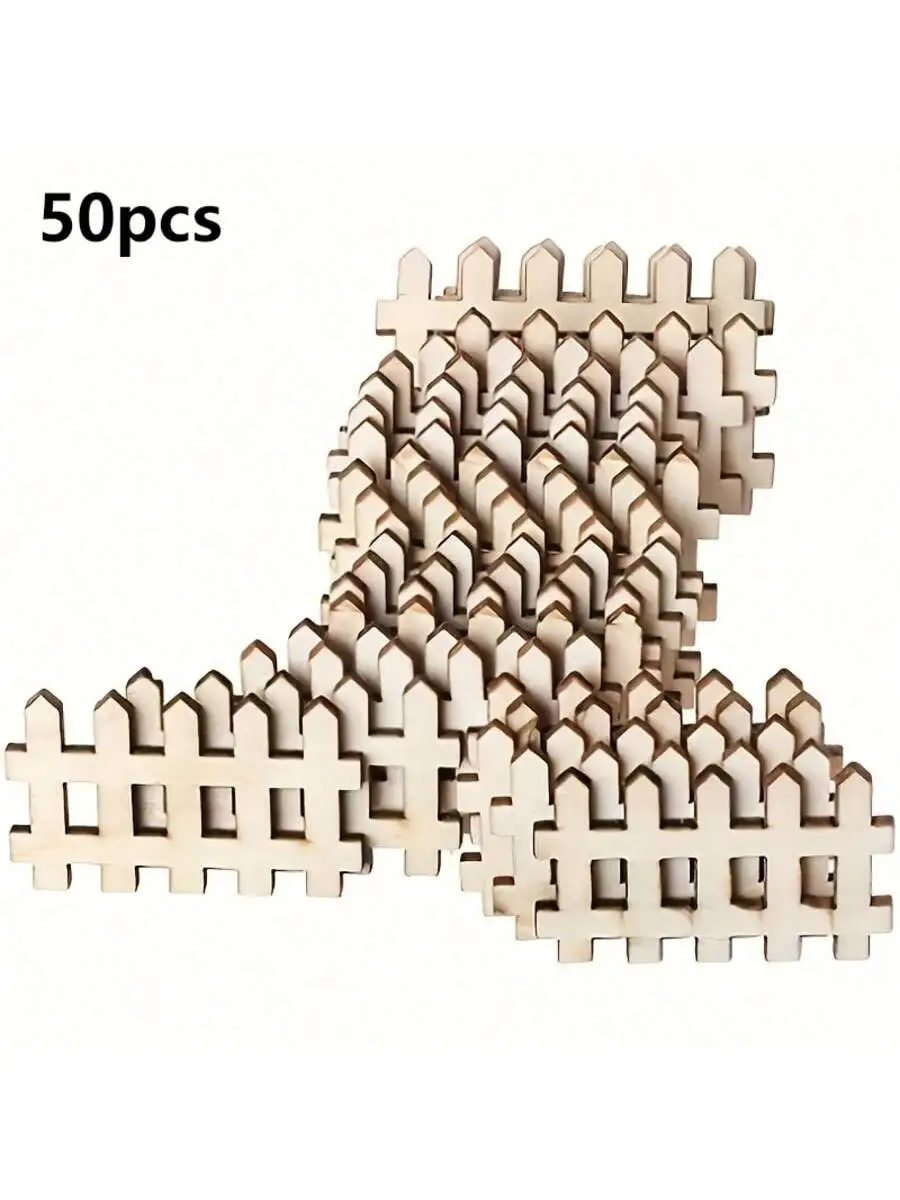 25/50pcs Mini Garden Wood Fence, DIY Crafts, Log House Decoration, Unfinished Woodcarving Projects, Engineering and Modeling