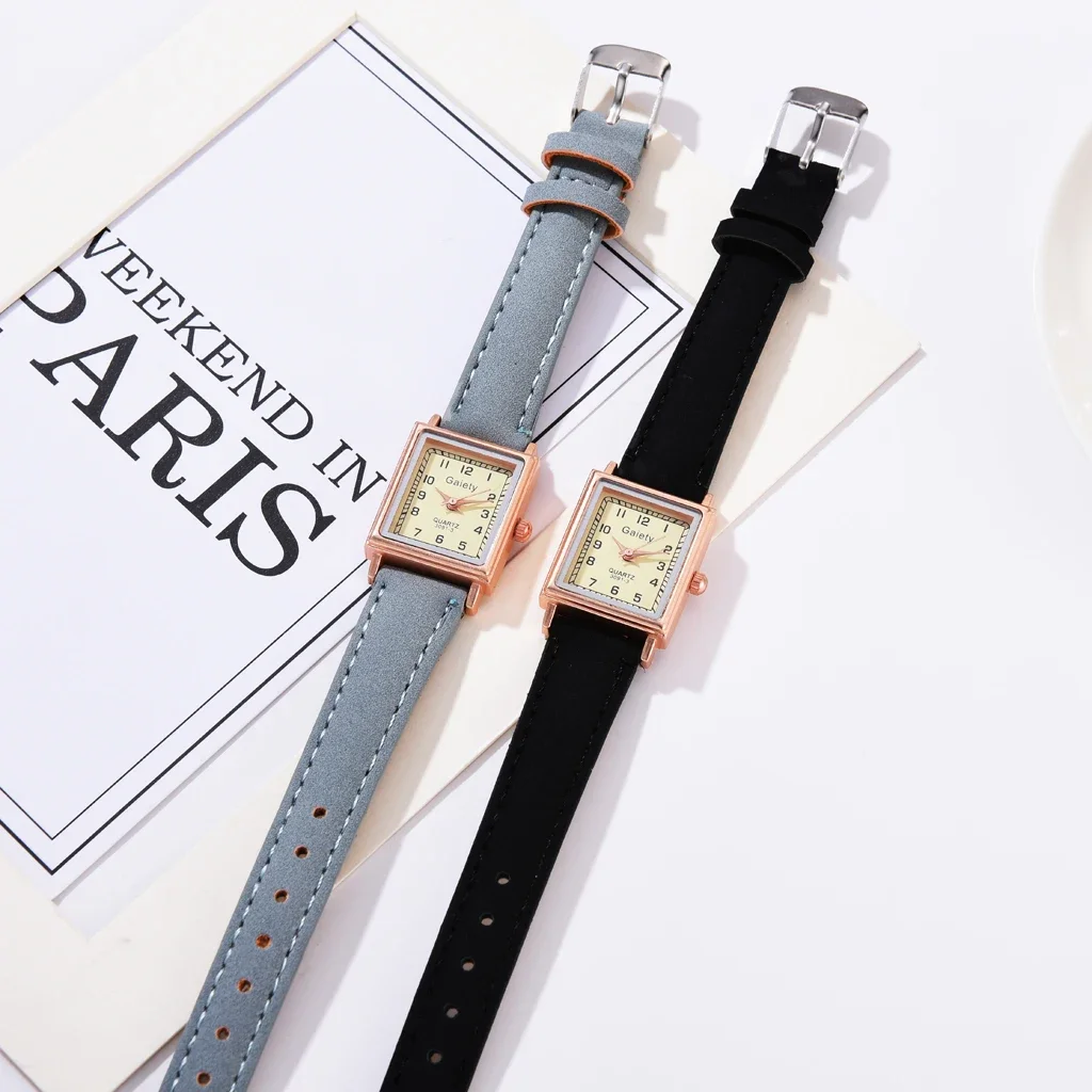 Luxury Square Vintage Ladies Watches Leather Belt Female Dress Quartz Clock Casual Bracelet Women Wrist Watch Reloj Mujer Montre