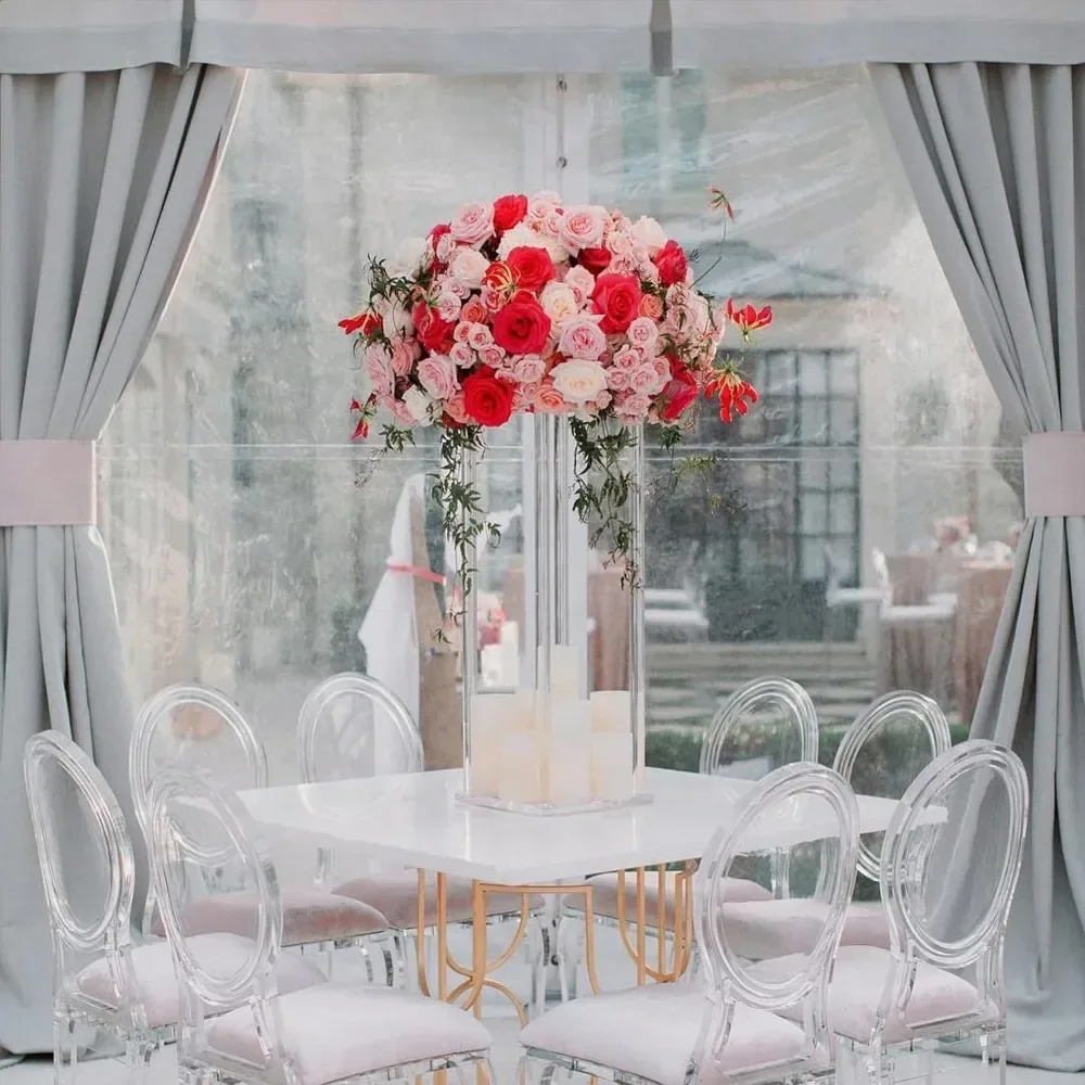 

SAT 15,75-дюймовые высокие вазы для свадебного мероприятия, реквизит для вечеринки, набор из 10 прозрачных пьедесталей, украшение свадебного стола, домашний акриловый цветок St