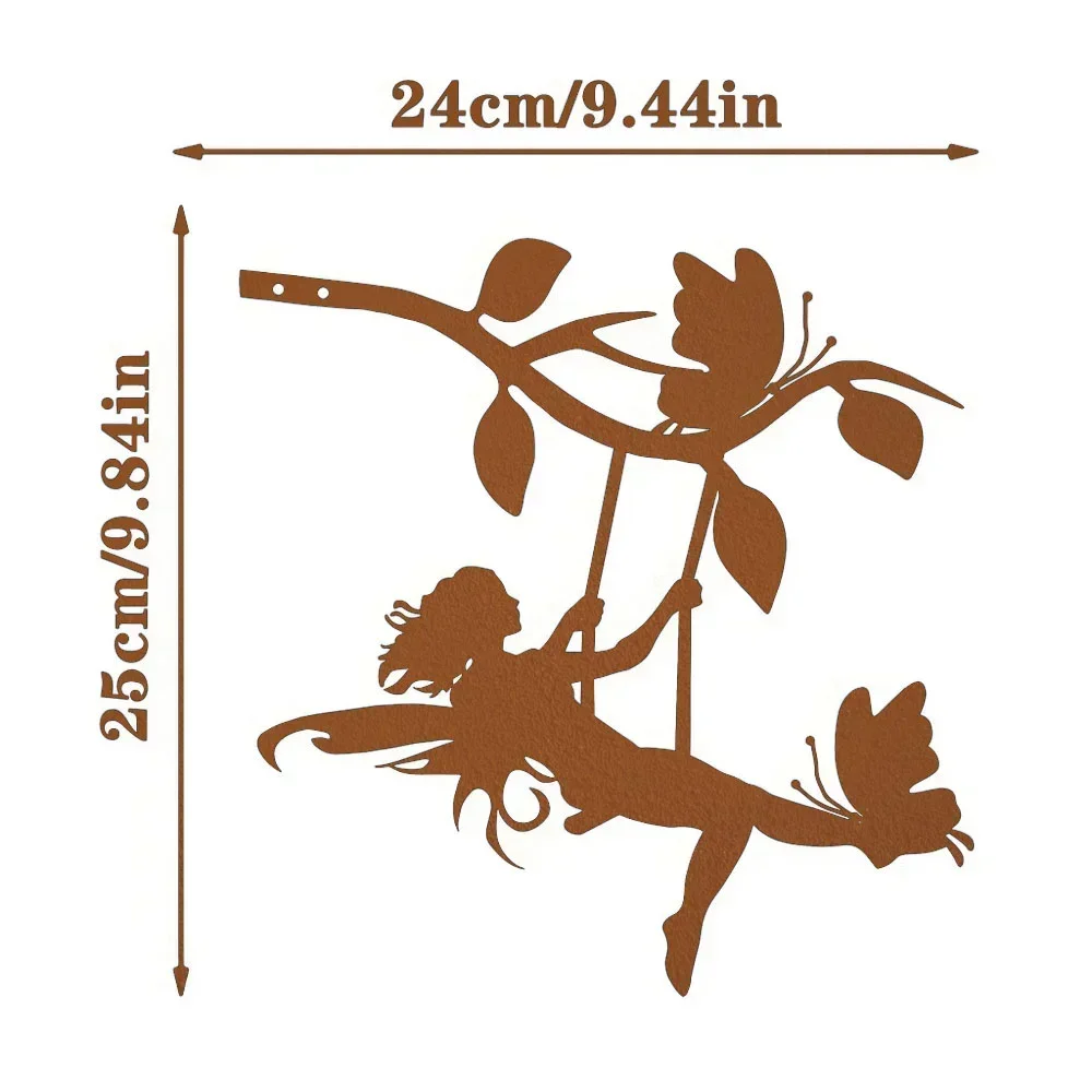 Enchanting Swing Elf on Branch Steel Silhouette – Add Magic to Your Garden. Captivating for Yard and Garden Party