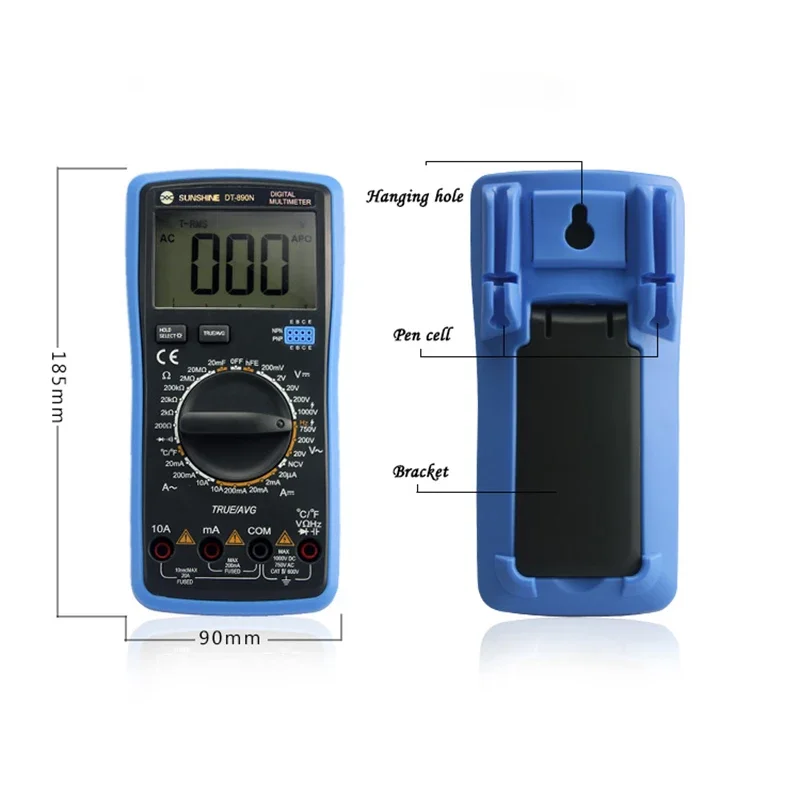 Digital Multimeter SUNSHINE DT-890N High Precision Multimeter Automatic AC DC Voltage Current Resistance Measurement Tester