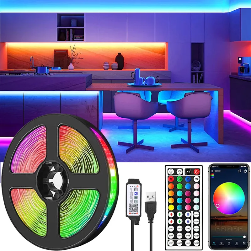 

USB 5V ленты светодиодные ленты RGB 5050 светодиодные настенные комнатные приложения пульт дистанционного управления гибкие светодиодные ленты диодные фонари для украшения дома