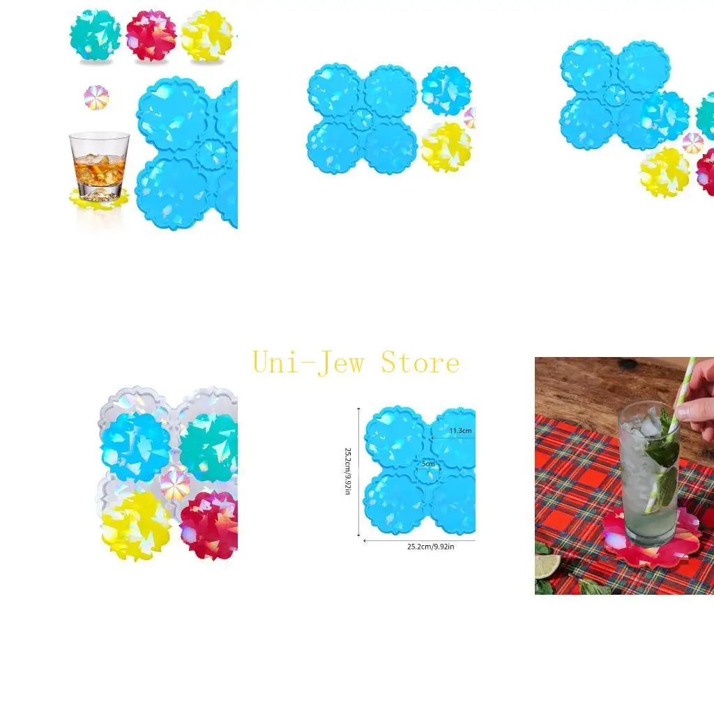 

40 ГБ форма для хрустальных подставок, 4 полости, силиконовые формы из голографической смолы в форме цветка