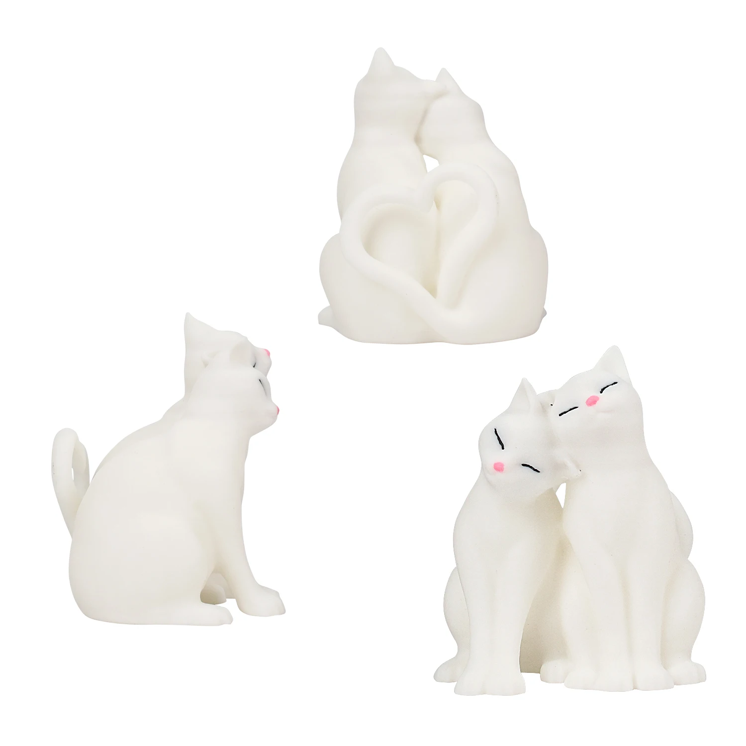 3D printed cute couple cats, tail loving cats, novel miniature cat model figurines, Valentine's Day cute gifts