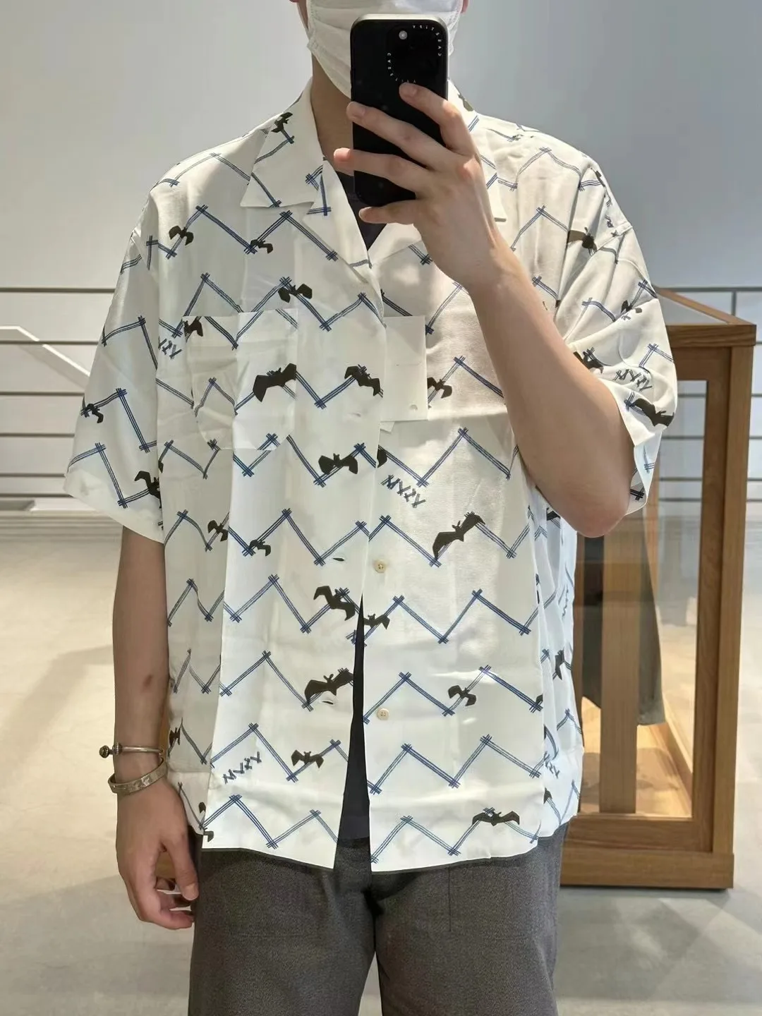 Visvim 23SS COPA Japanese Couple Casual Hawaiian Printed Bat Short Sleeved Cardigan Shirt for Men