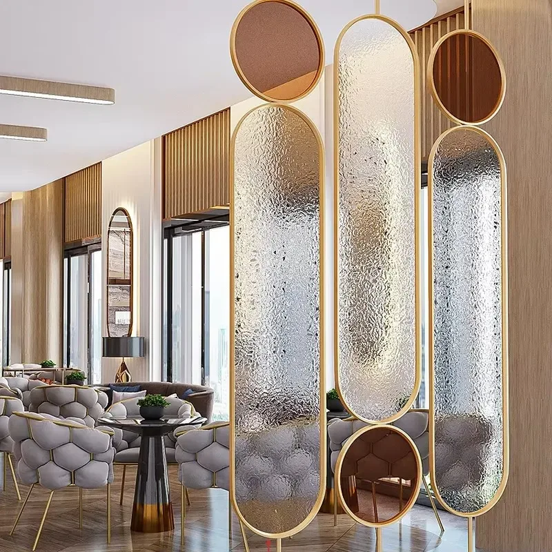 Modern luxury design decoration room partition glass panel metal screen
