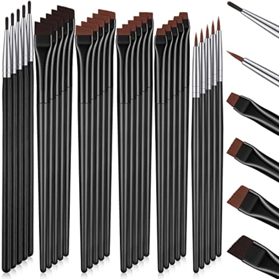 

30 Pcs Eyeliner Brush Set Gel Angled Eye Liner Fine Flat Slanted Eyebrow Brushes Thin Makeup Tool for Women Girls Salon Beauty