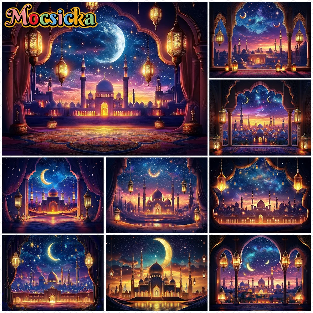 Mocsicka fondos de Navidad fotografía Diwali Palacio Castillo lámpara decoraciones de Festival fiesta familiar foto telón de fondo papel tapiz
