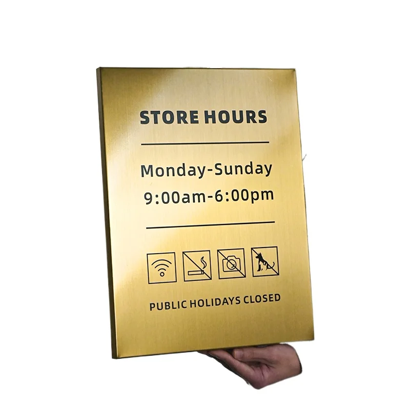 Custom Metal Business Hours Sign Open Closed Plate Customized Store Open Hours Sign for Shop Business Decor