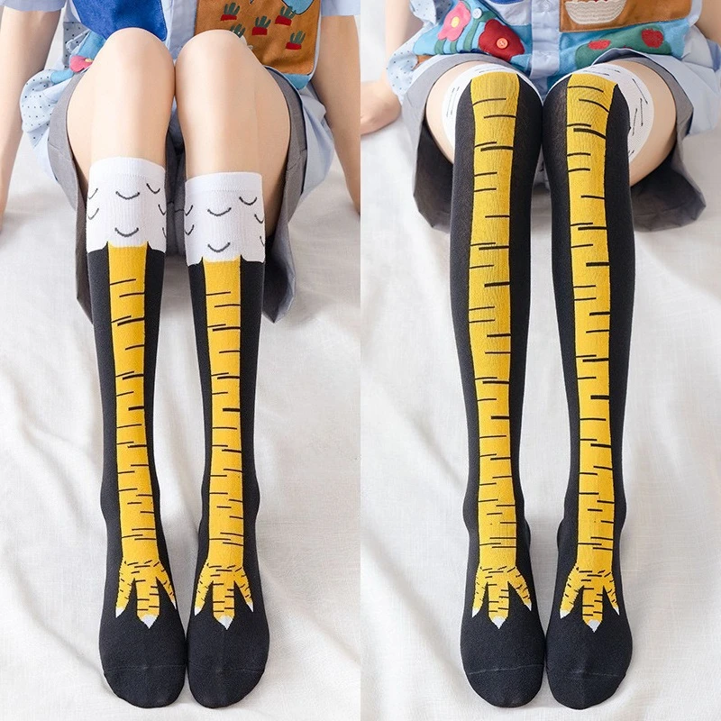 Women Men Funny 3D Chicken Socks Print Cartoon Cosplay High flexibility Thigh High Sock Cotton Fashion Thin Toe Feet