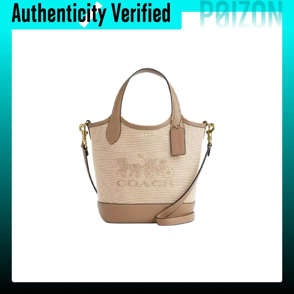 COACH Hanna Fabric 18 Bucket Bag, Shoulder Bag, Crossbody Bag, Handbag Small Women's Dark Natural CAK95-IMLG6