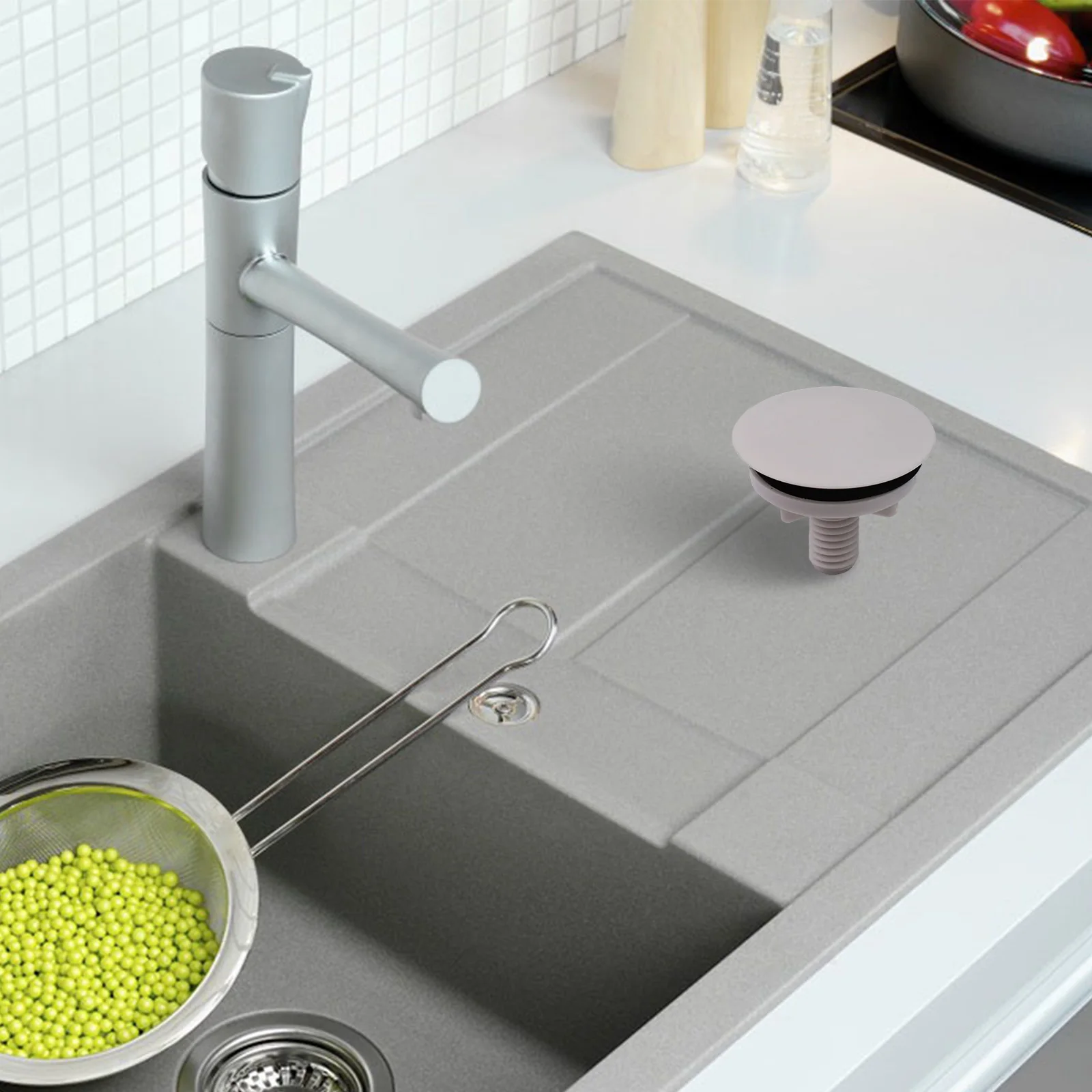 ABS Plastic Overflow Cover for Kitchen Sink and Bathroom Basin Tap Holes Designed to Clip Into 16mm to 35mm Drain Openings