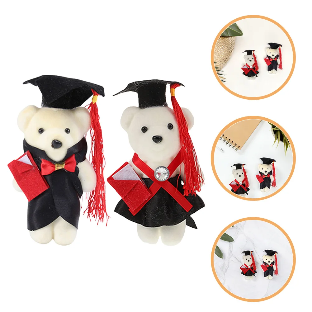 

12Pcs Mini Graduation Bear Bouquet Decorations Small Stuffed Animal Grad Cap for Graduation Event Arrangements