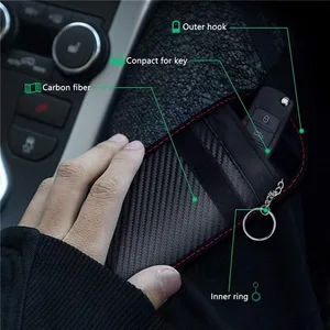 Tas Faraday untuk Pelindung Sangkar Fob Kunci Pelindung Fob Kunci Pemblokiran Sinyal RFID Mobil Kantong Anti Maling Serat Karbon Berlapis Ganda 10 tas pemblokiran sinyal penjualan terbaik - №