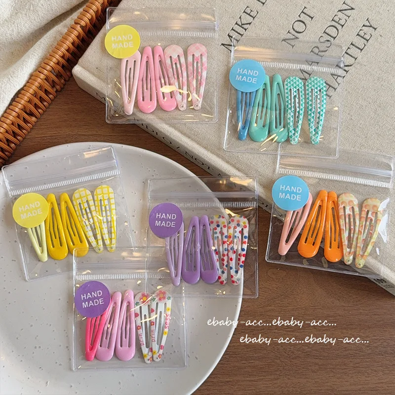 Hair Clips Water Drop BB Barrettes Metal Candy Color Printed Cute Side Bangs Non Slip Gentle Grip for Girls Kids Spring Summer