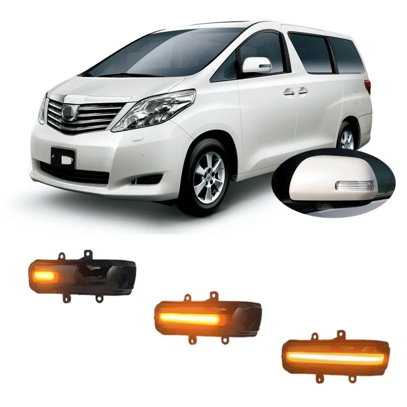 for Toyota Alphard Vellfire ANH2# ATH20 GGH2# 2009 2010 2011 2012 2013 2014 2015 LED Sequential Mirror Turn Light Signal Lamp