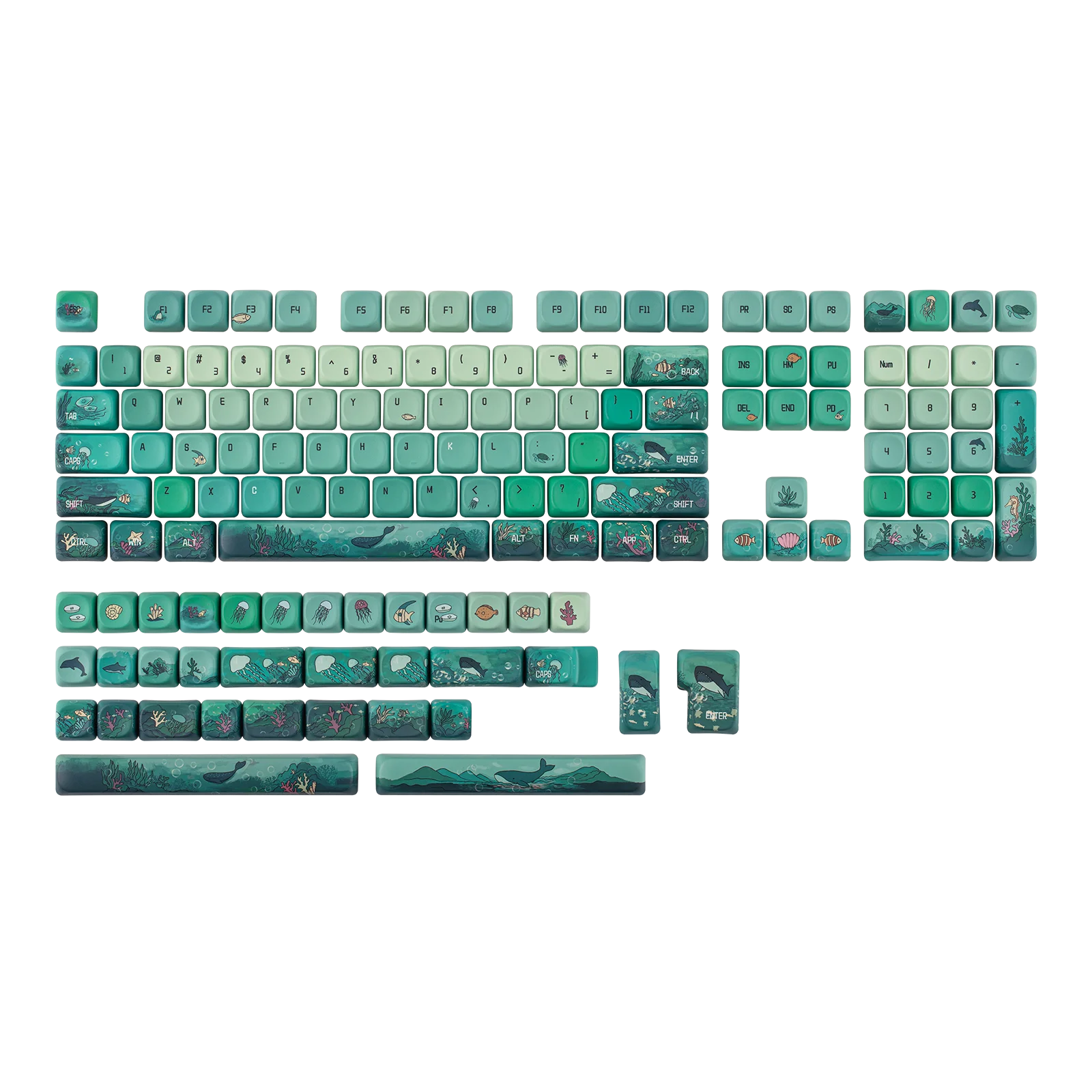 KiiBOOM x Cosydiaries Ocean Breeze Keycap Set 142 Keys MOA Profile PBT Keycaps MX-Compatible for ANSI/ISO Layout Keyboards
