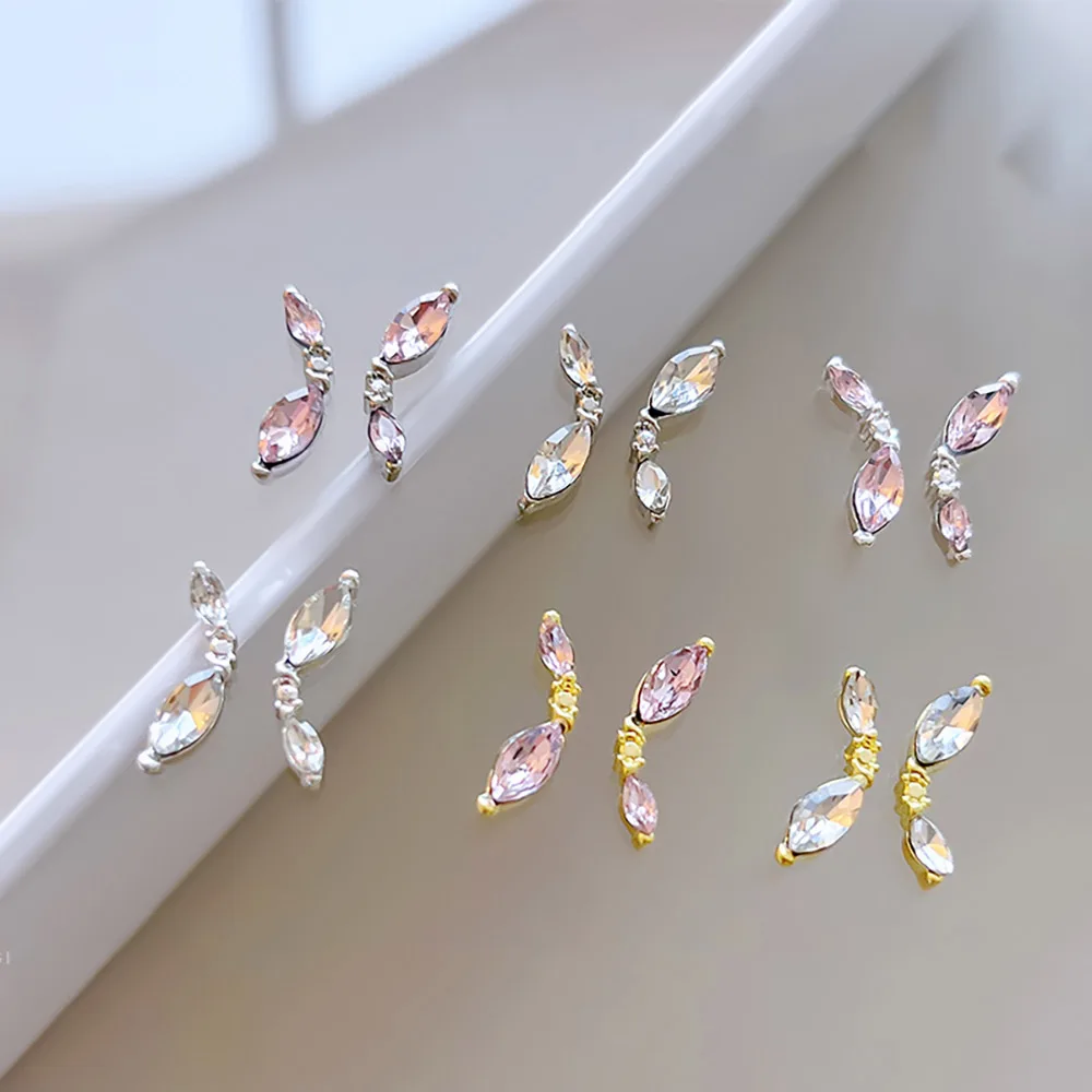 5pcs Concise Half Butterfly Wings Charms Manicure Adorn Nail Edge Curve Alloy Butterfly Horse Eye Rhinestones Nail Jewels 404art