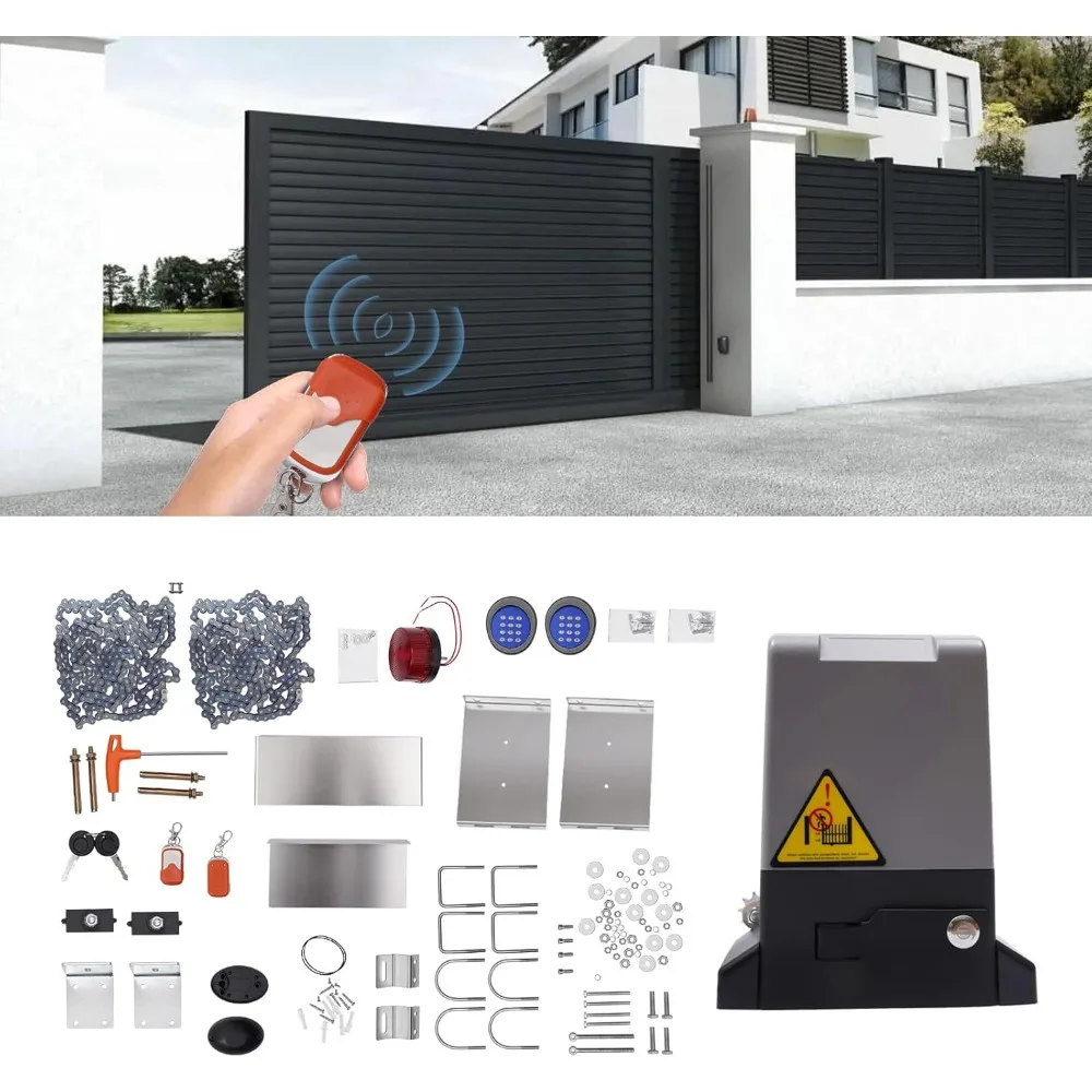 2500 Lb Automatic Sliding Gate Opener Kit with 2 Remote Controls 550W Electric Rolling Slide Gate for Sliding Door Up to 40 Feet