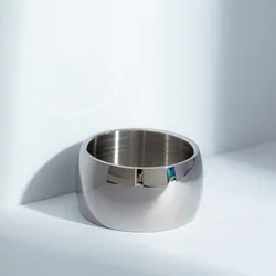 Fashion Simple 12mm Smooth Stainless Steel Ring for Women and Men Classic Gold Color Couple Rings Wedding Engagement Jewelry