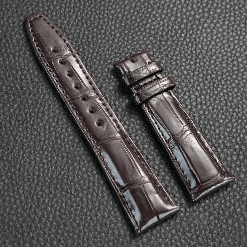21 مللي متر 22 مللي متر حزام جلد التمساح ل IWC البرتغالية الطيار الرجال سوار استبدال شريط للرسغ سوار أسود بني #4