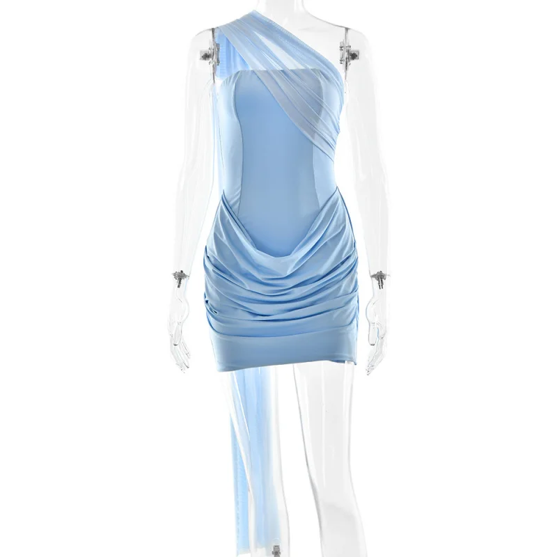 Europese en Amerikaanse zomer nieuwe lint ruches hot girl strapless bodycon-jurk voor dames