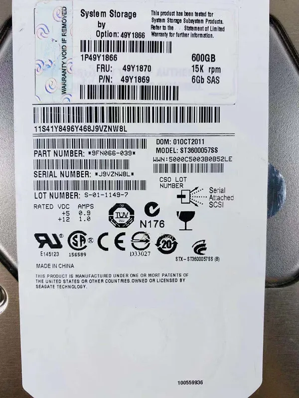 49Y1866 49Y1870 49Y1869 600g 3,5 '15K SAS серверы жесткий диск HDD