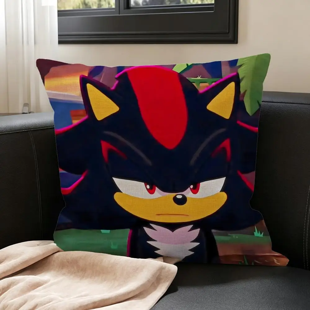 Cushion Cover Natural Linen Pillowcase Set, All-in-One Decor for Sofa, Bedroom & Chair Anime S-Shadow the H-Hedgehog