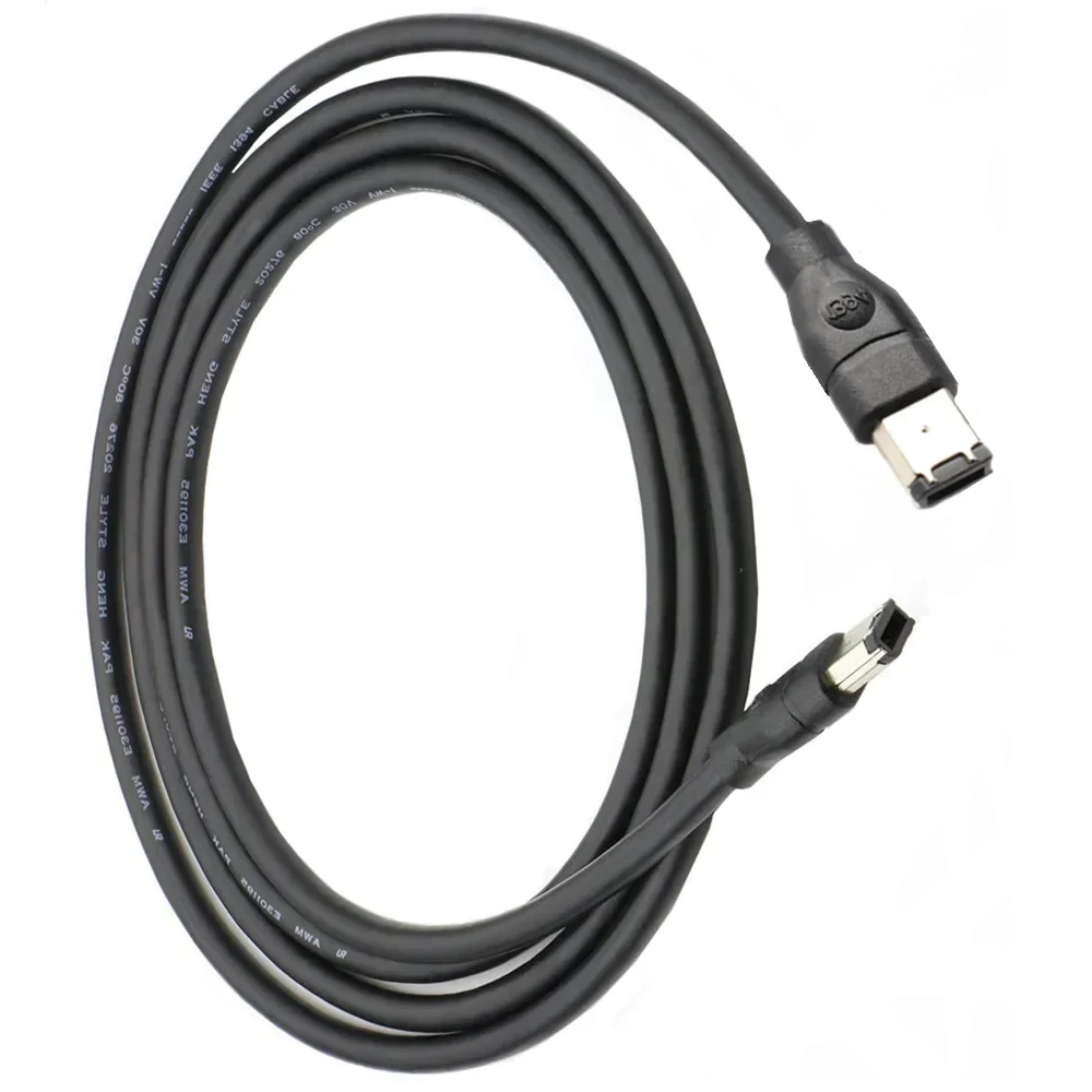 Black IEEE 1394 Firewire 400 to Firewire 400 Cable, 6 Pin/6 Pin Male / Male 6 FT/10ft/15ft