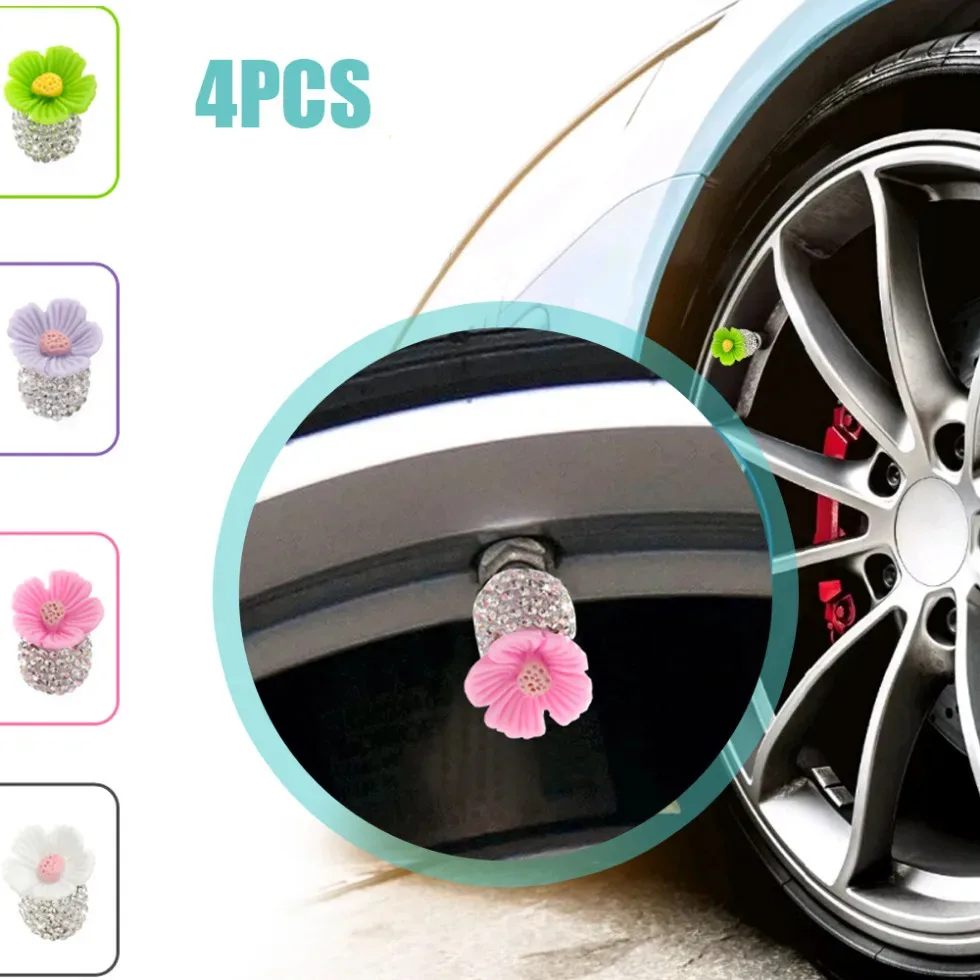 4pcs Car Wheel Valve Cover Cherry Styling Decorative Car Tire Valve Universal Cap Car Valve Stem Dust Cover Auto Accessories