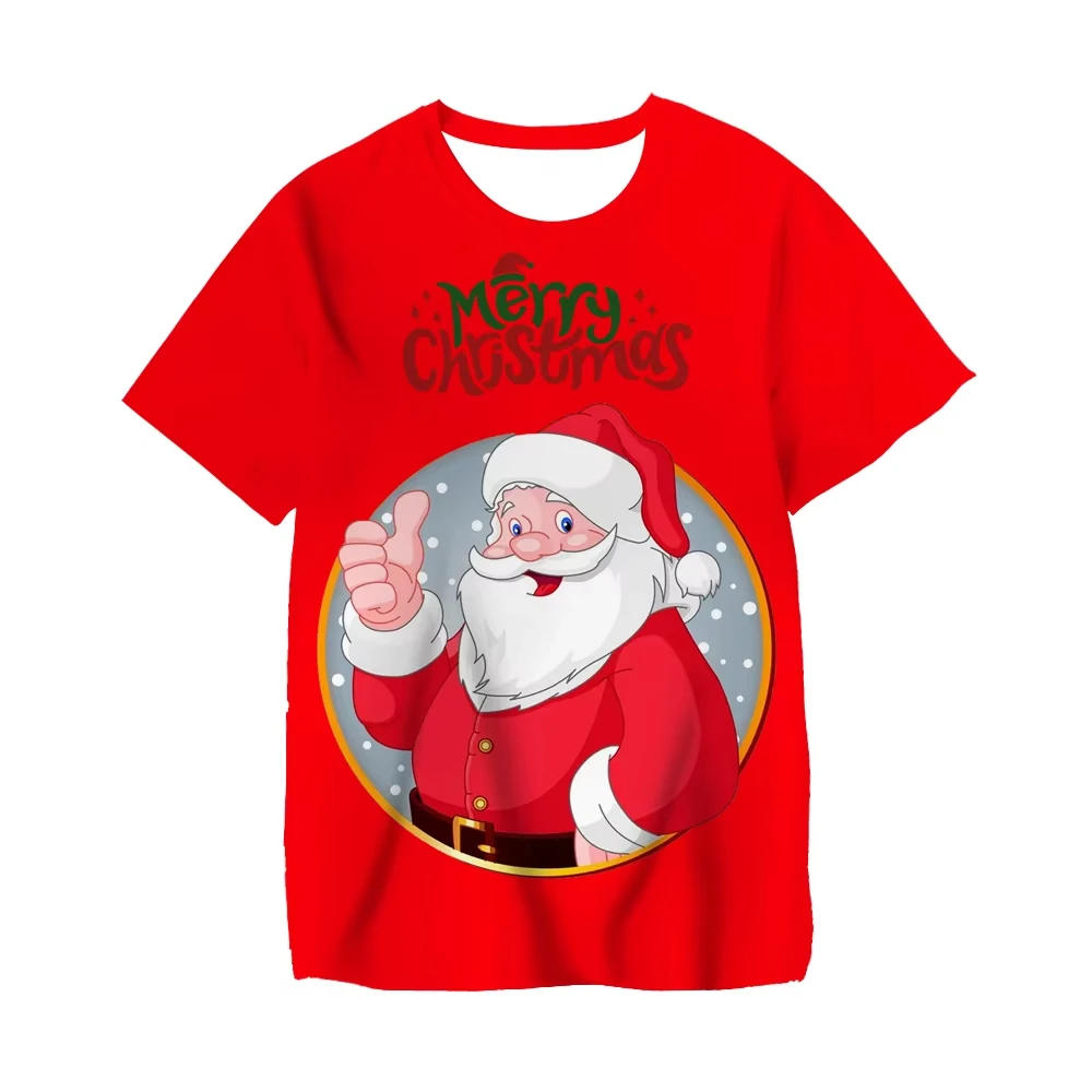 Kids Clothes Funny 3D Merry Christmas Print T Shirt Casual Short Sleeve T Shirts for Boys Girls 2-10Y Xmas Gift for Children Top