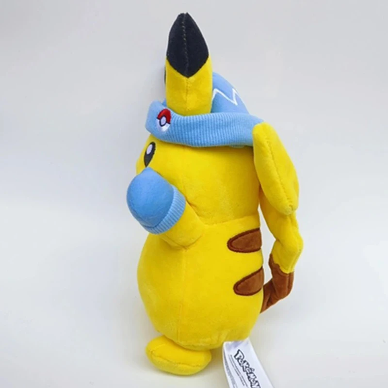 Pokemon plush with winter hat and mittens, 8 inch pikachu plush with unique, multicoloured accessory