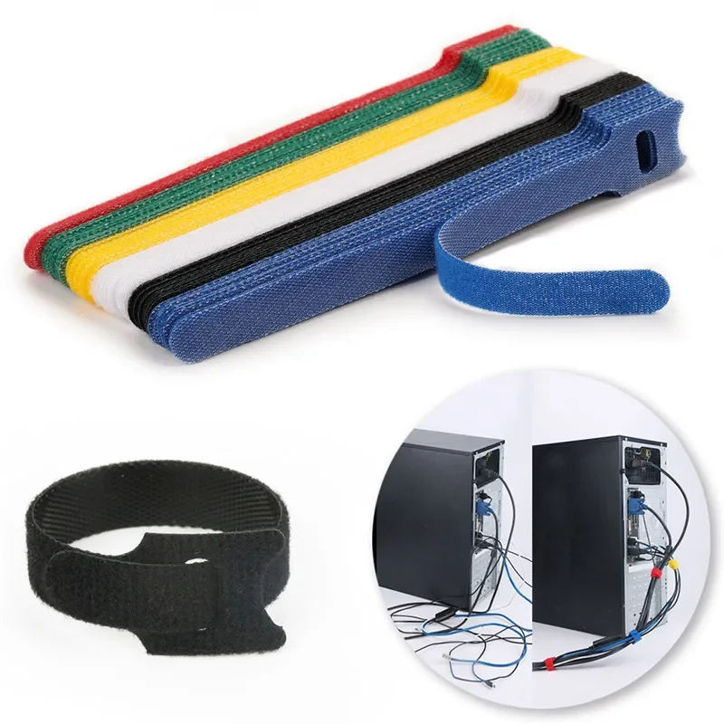 10/50/100PCS Releasable Cable Ties Plastics Reusable Cable Velcroes Nylon Loop Wrap Zip Bundle Ties T-type Cable Organizer