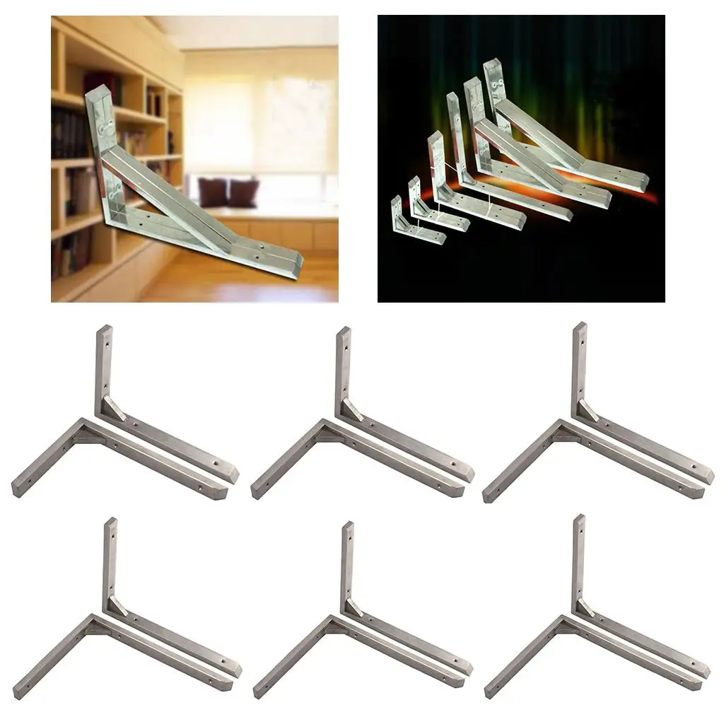 

2 Pcs Stainless Steel Triangular Corner Wall Shelf Bracket Holder