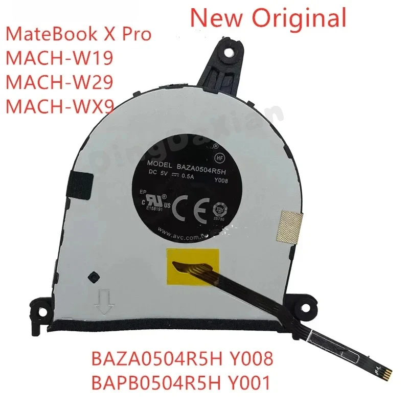 D+New Original Laptop CPU Cooling Fan For Huawei MateBook X Pro MACH-W19 MACH-W29 MACH-WX9 Fan BAZA0504R5H Y008 BAPB0504R5H Y001