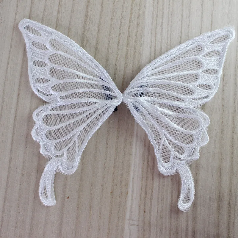 Alas de mariposa blancas y negras para niña, tocado Lolita, Clip de borde lateral precioso, accesorios para el cabello, horquilla de encaje de elfo, Cosplay que combina con todo