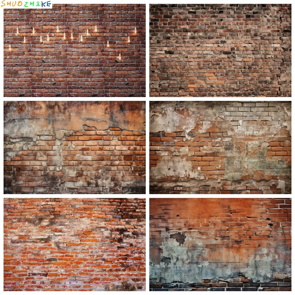 

Vintage Red Brick Wall Backdrop Birthday Party Baby Kids Portrait Wedding Garden Street Wall Decor Photo Background Photostudio