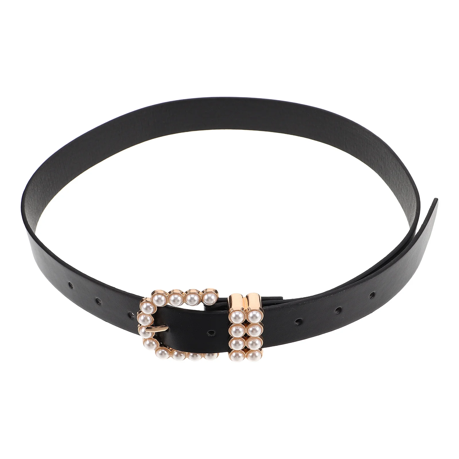

Vintage Elegant Thin Faux Pearl Beads PU Belt Adjustable Waist Belt for Women Dress Jeans Fashion Dress Belts for Women