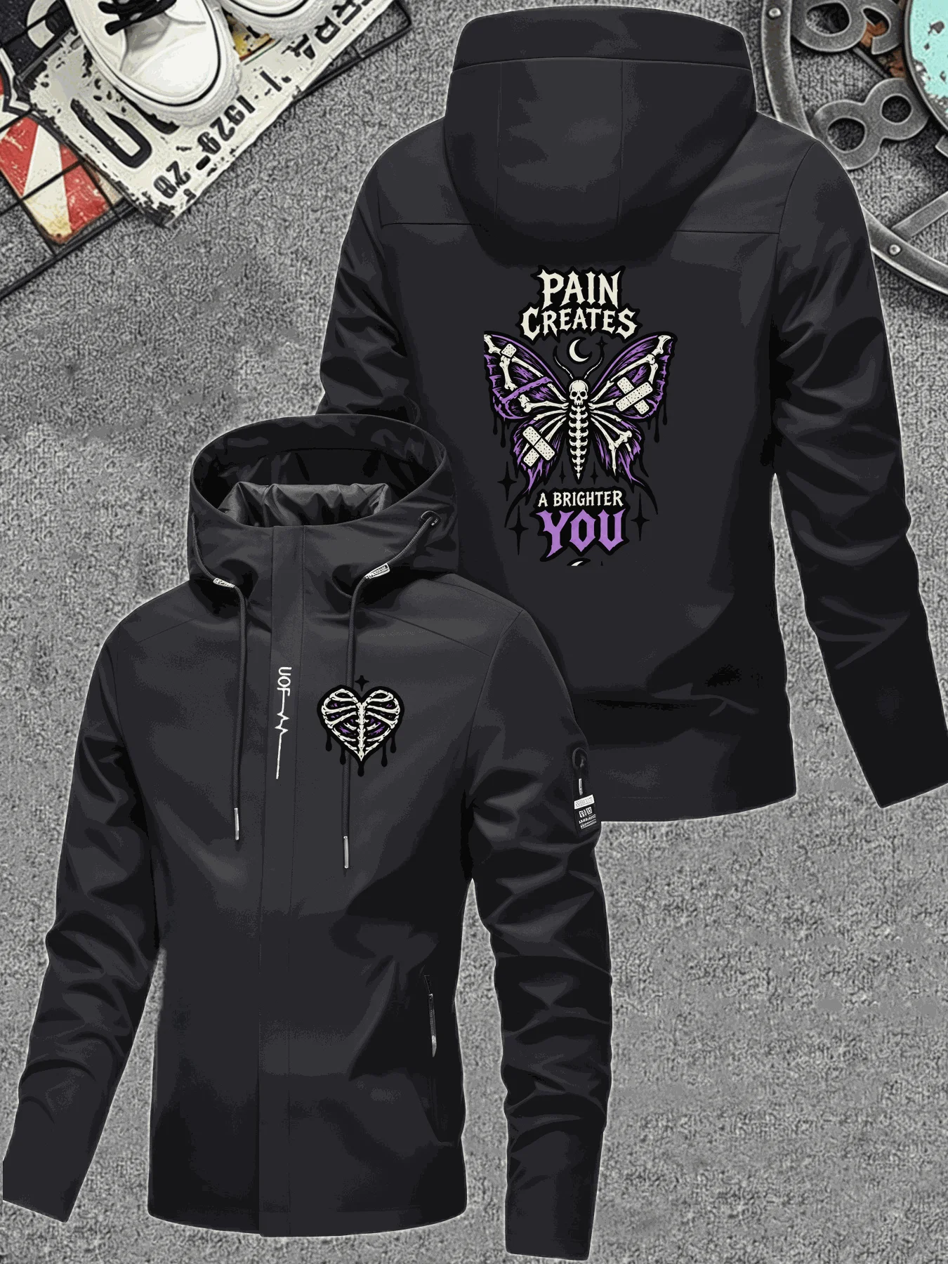 Men Hooded Jacket Pain Creates - Windbreaker Men Zip 评论和价格
