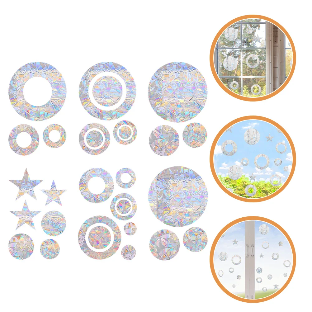 

6pcs Anti Collision Window Cling Film Static Window Sticker For Glass Windows Removable Bird Strike Prevention Decal Sun Catcher