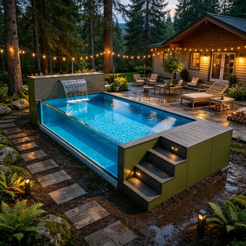 Above Ground Container Swimming Pool Acrylic Pool with Filtration System Plug and Play Outdoor Pool for Home Backyard Hotel