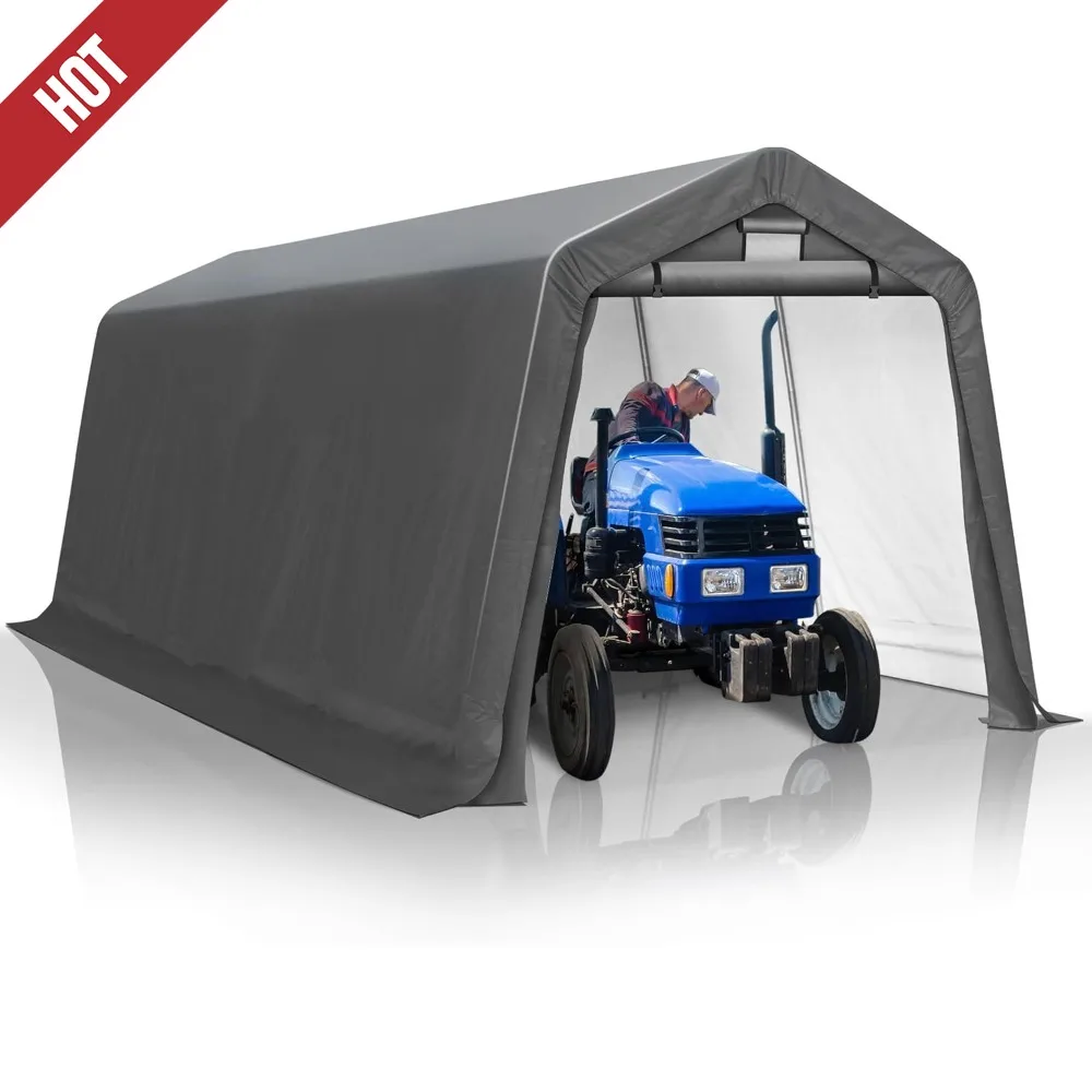 

8' x 14' Outdoor Storage Shelter Shed- Heavy Duty Storage Tent with Roll-up Ventilated Windows, Portable Garage Zipper Storage s