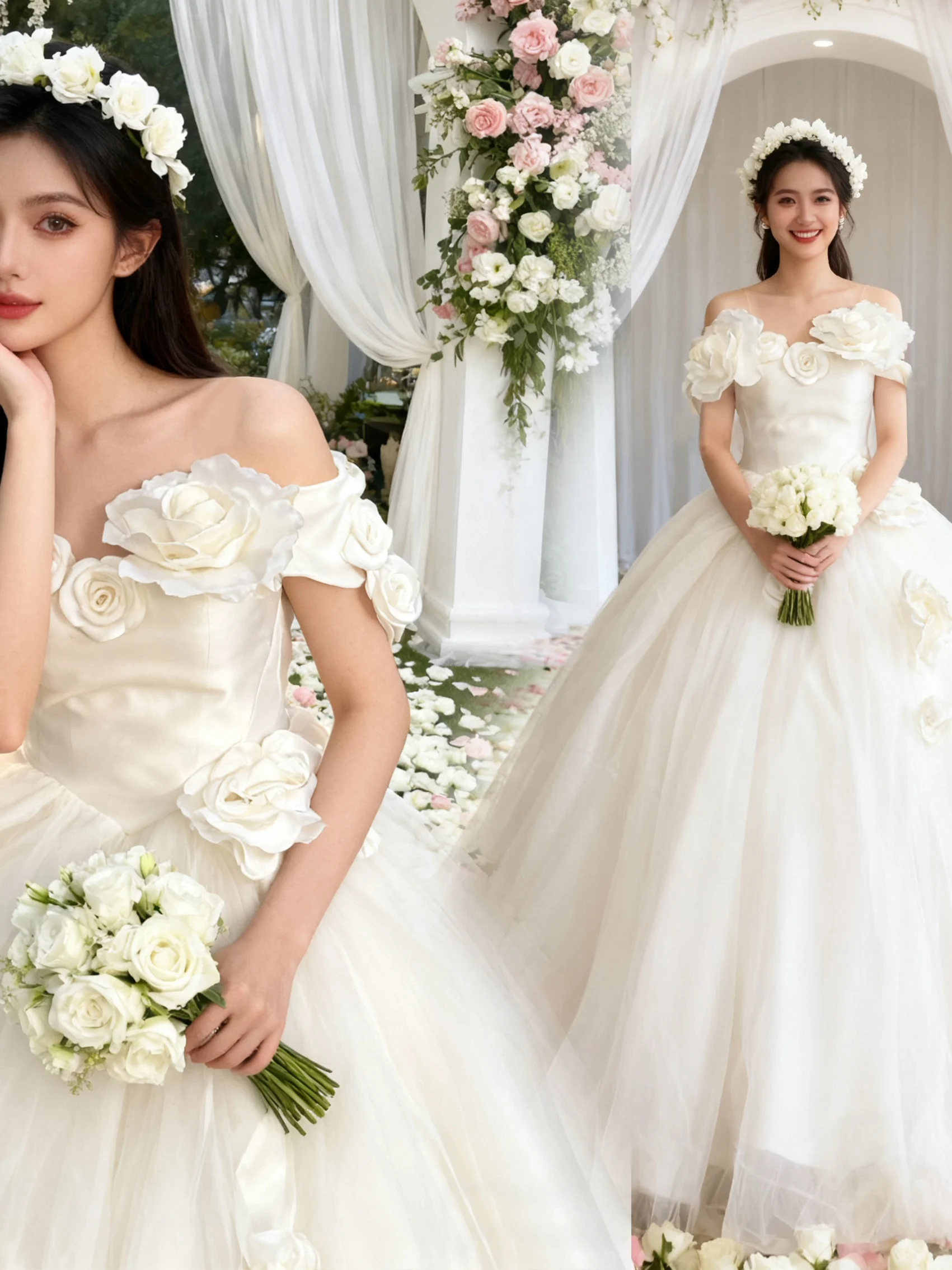 

Романтичное Нежное Цветочное Свадебное Платье на Одно Плечо, Приталенное, Длинное до Пола, Формальное, в Стиле Принцесса, Зимняя Новинка 2025