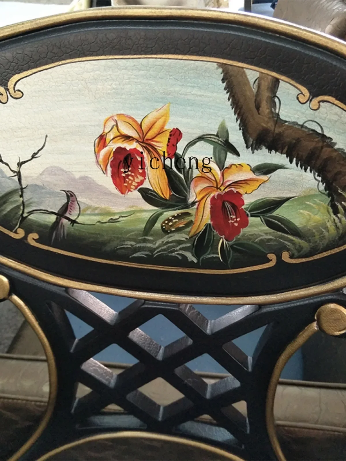 

TQH Leisure Chair Single Armrest Light Luxury Solid Wood French Retro Corduroy Small Apartment Living Room Bedroom Balcony