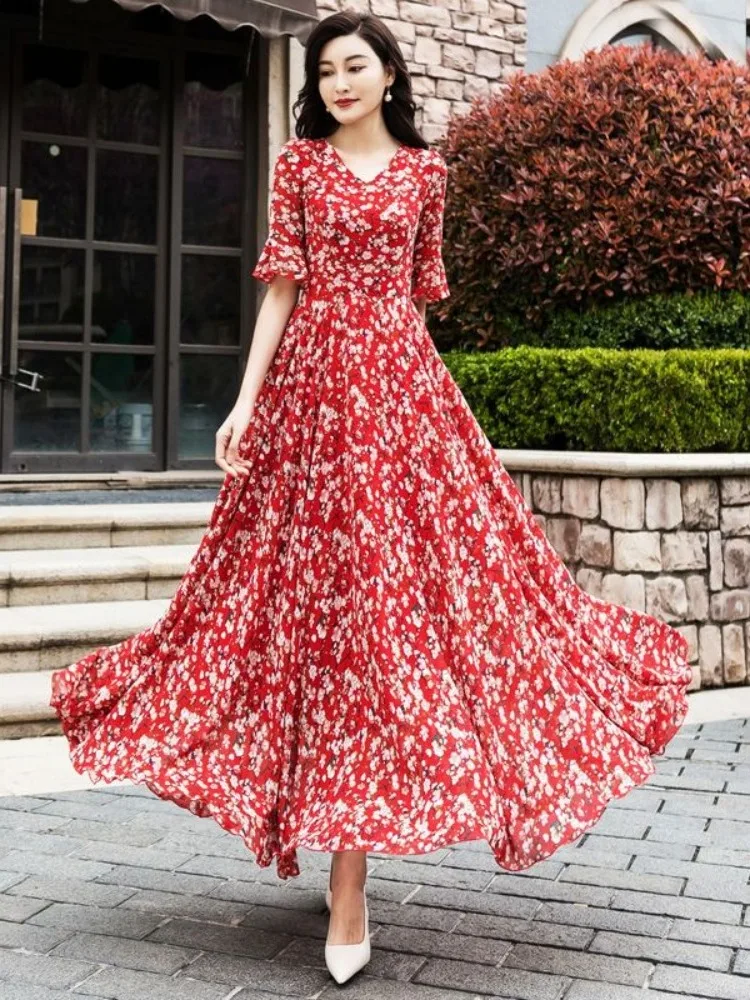 summer-new-sle-midi-skirt-v-ne-ort-sve-floral-print-women's-chiffon-dr-large-size-waist-cinching-slimming-dr