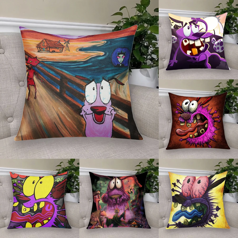 

Anime C-Courages hot The Cartoon C-Cowardlys Dog Short Plush Cushion Cover Pillow Case Zipper Closure Sofa Party Home Decor