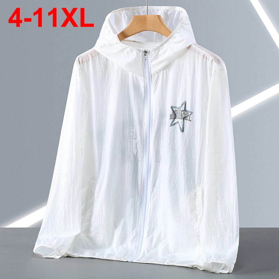 

11XL большие размеры мужские летние куртки легкая ветровка ультратонкие солнцезащитные куртки с капюшоном мужские куртки большого размера 9XL 10X