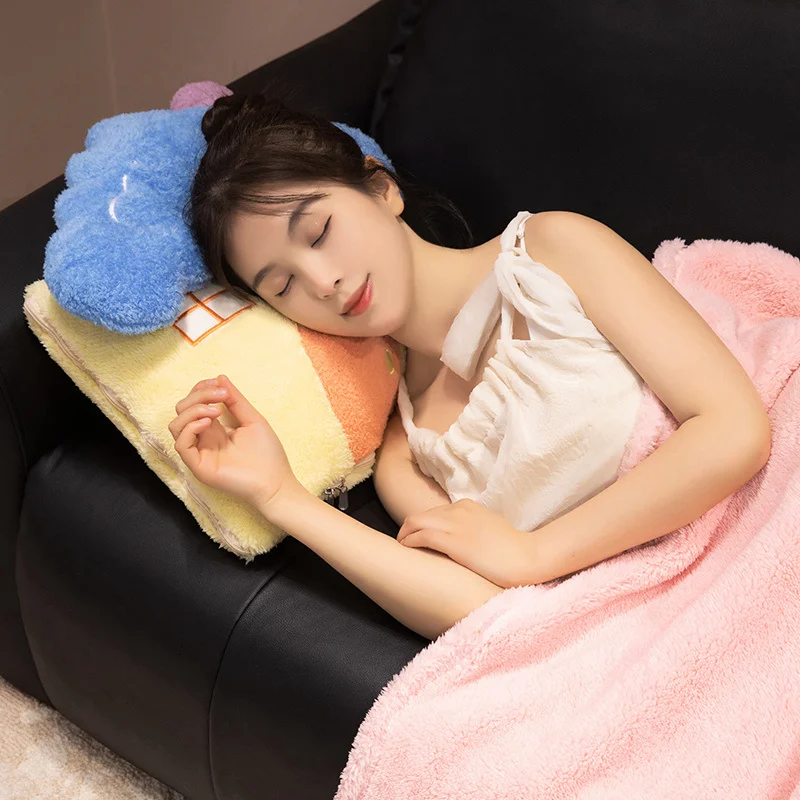 Cartoon Huis Pluche Kussen Deken Flanel Student Kantoor Dutje Deken Schattige Baby Deken Slaapzaal Pluche Deken Cadeau